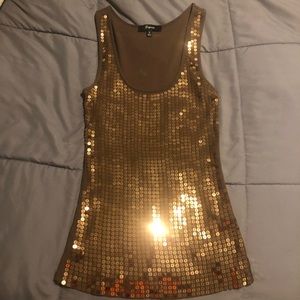 Express brown sequin tank Small